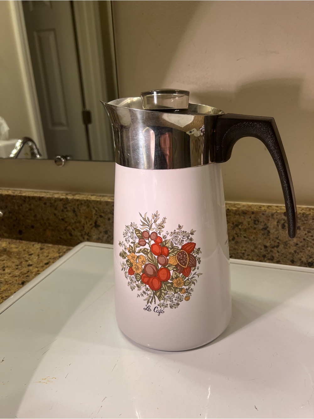 Corningware Insulated Coffee 10 cup Carafe & Insert, Spice of Life Design 1970s
